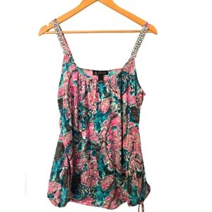 INC Colorful Women's Top with Embellished Straps Y2K Size XL